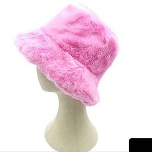 Pink Fur Bucket Hat Statement Style Trendy Fuzzy Cute